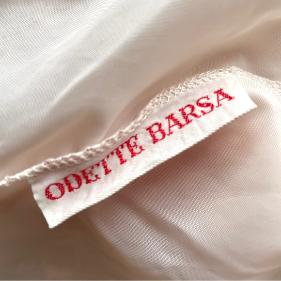 Vintage Odette Barsa Peach Cropped Lace Satin Trim Bolero Shawl Bed Jacket - S/M - Picture 6 of 9